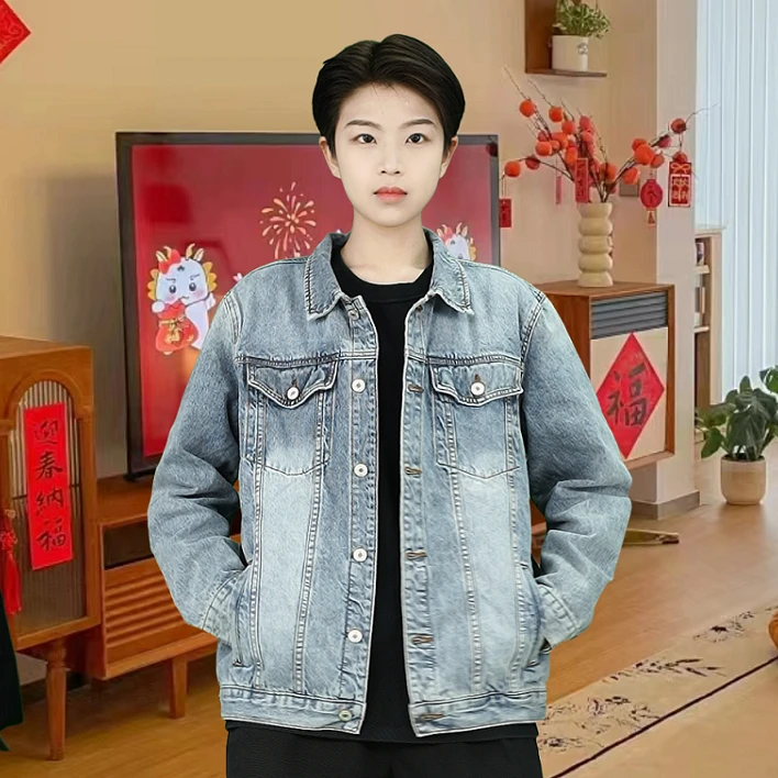 2025春季新品牛仔夹克洗水做旧经典耐看潮流男士春款休闲男外套