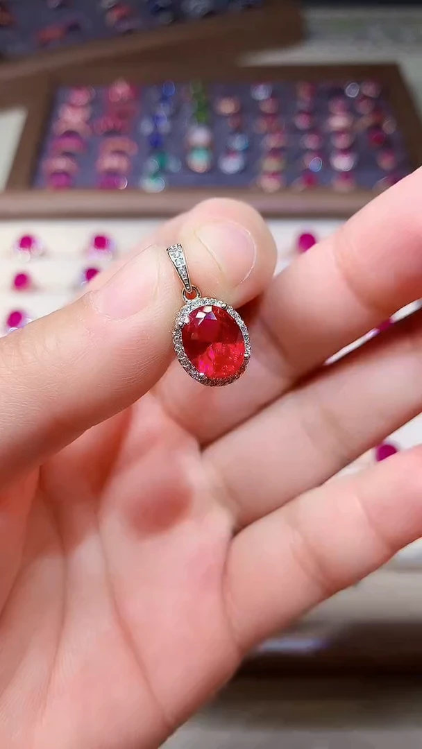 【闪购商品】红宝石吊坠(不含链)银S925镶嵌000