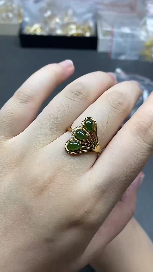 和田玉（碧玉）戒指合金多样性发货拍一发一