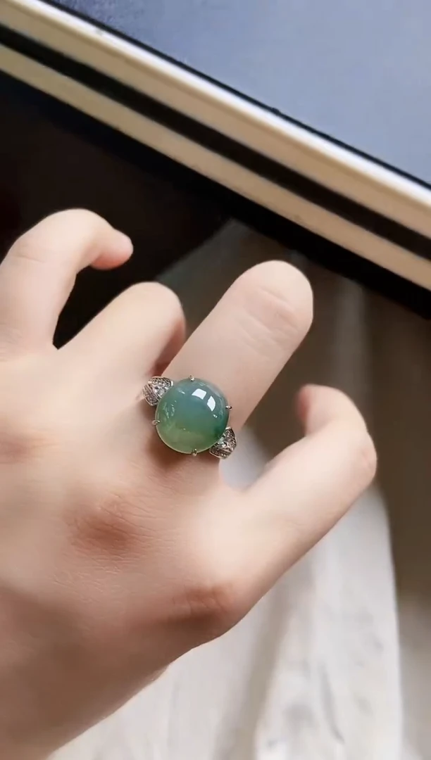 翡翠戒指银S925镶嵌21