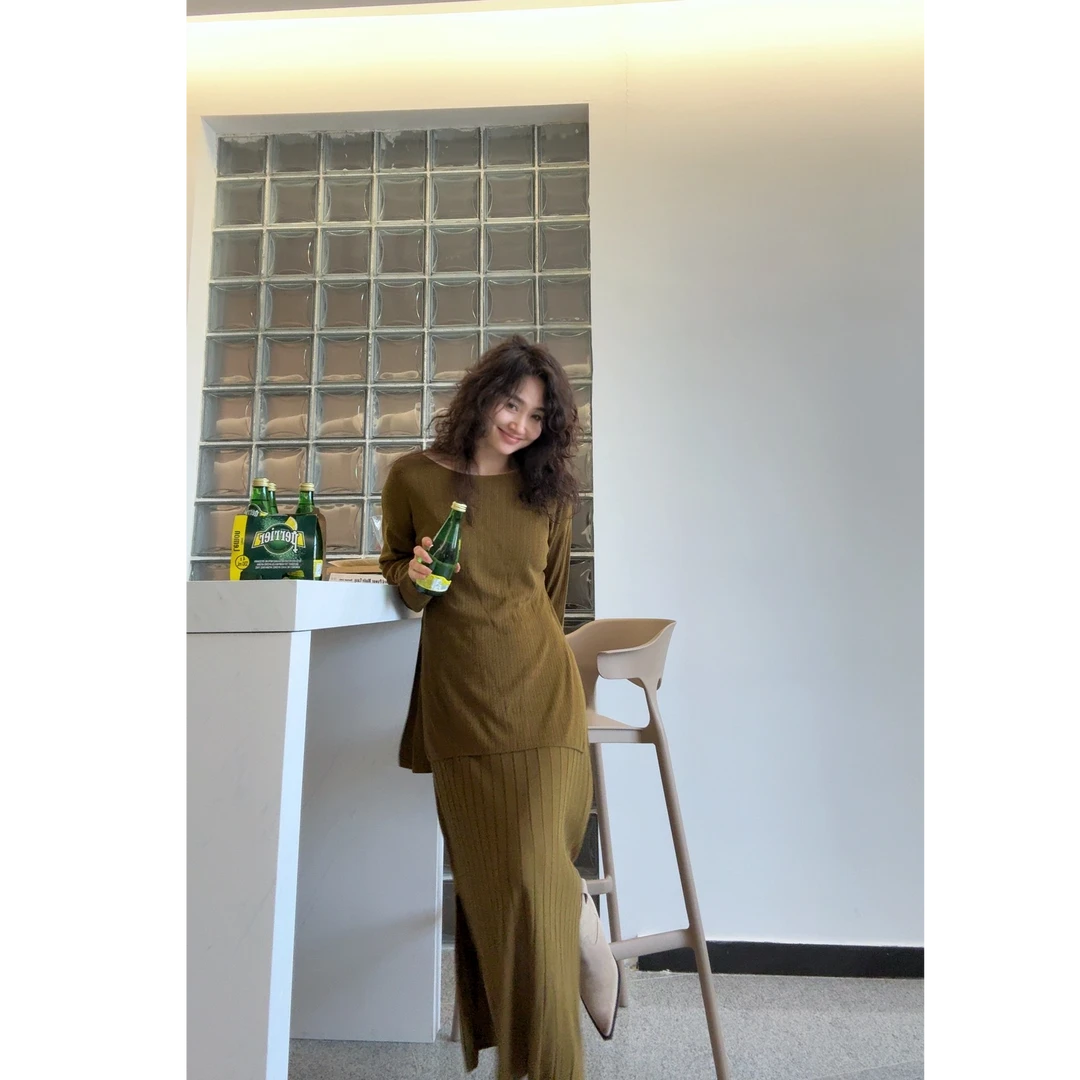 【SHYLOCK FASHION】羊毛天丝坑条针织衫裙