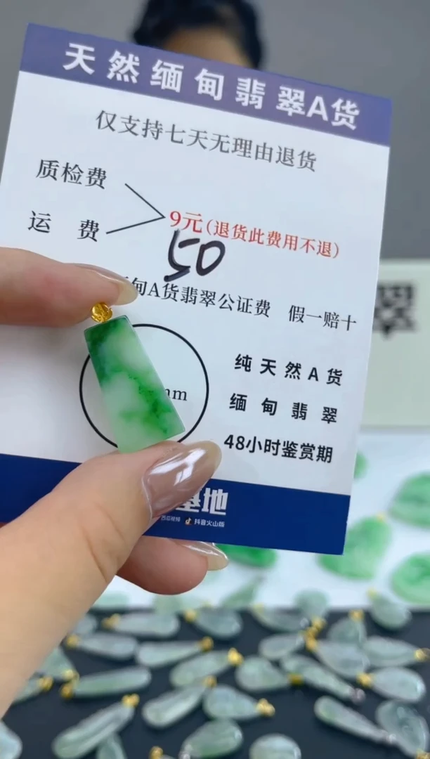颈饰18K金镶嵌翡翠天然A货翡翠