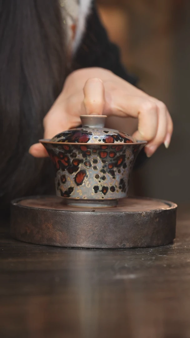 【闪购商品】杯114柴房陶瓷丨斑鹿大马蹄盖碗