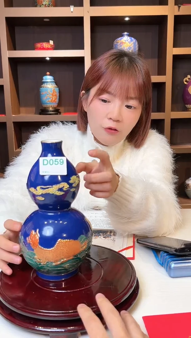 【闪购商品】摆件景德镇陶瓷葫芦雕刻赏瓶059