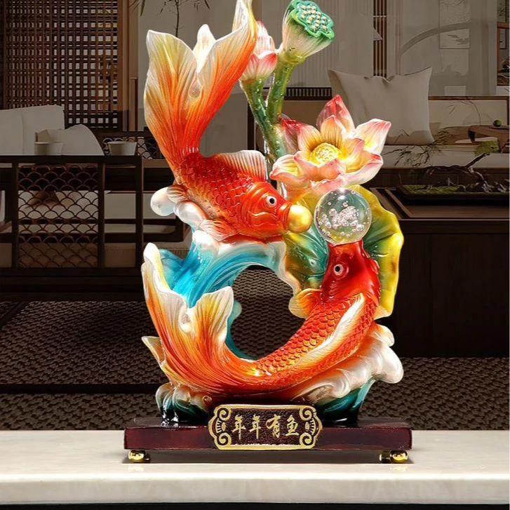 视机下方摆件招财 年年有鱼摆件玄关办公室桌面酒柜乔迁礼物