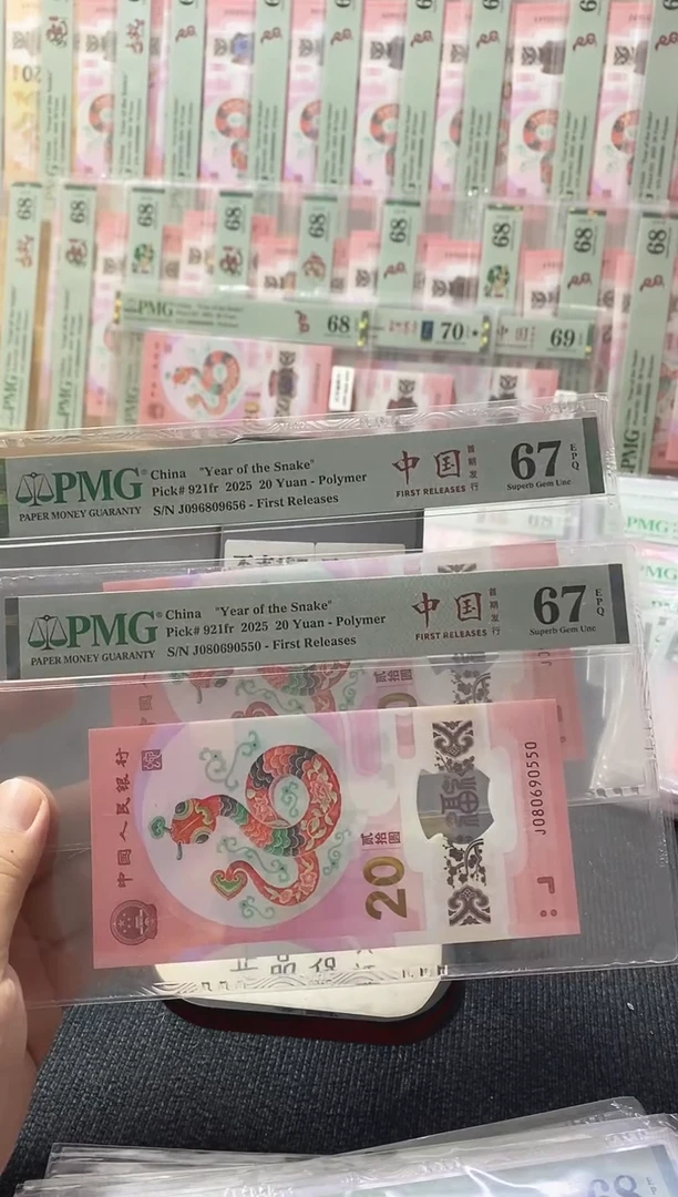 塑料蛇钞 金马王 PMG67分 两张 656-550