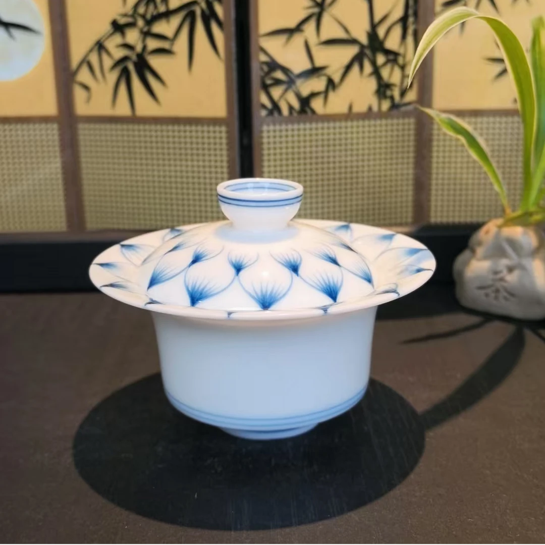 满容约120ml好运莲莲二才马蹄盖碗【赠1客杯】50cc