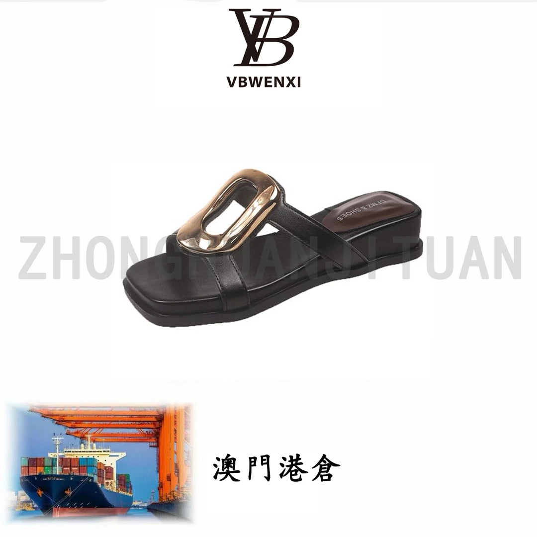 时尚百搭休闲设计感金属扣一字带凉拖鞋女2025夏季新款气质凉拖鞋