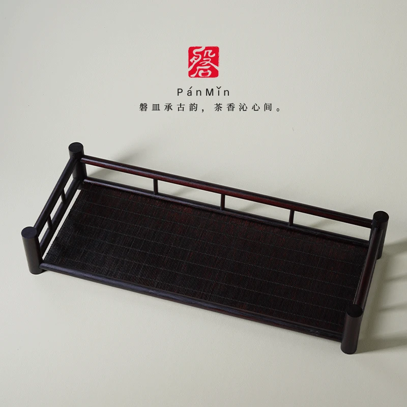 磐皿｜直播链接-竹制杯架黑色茶杯架子实木茶具茶壶收纳架
