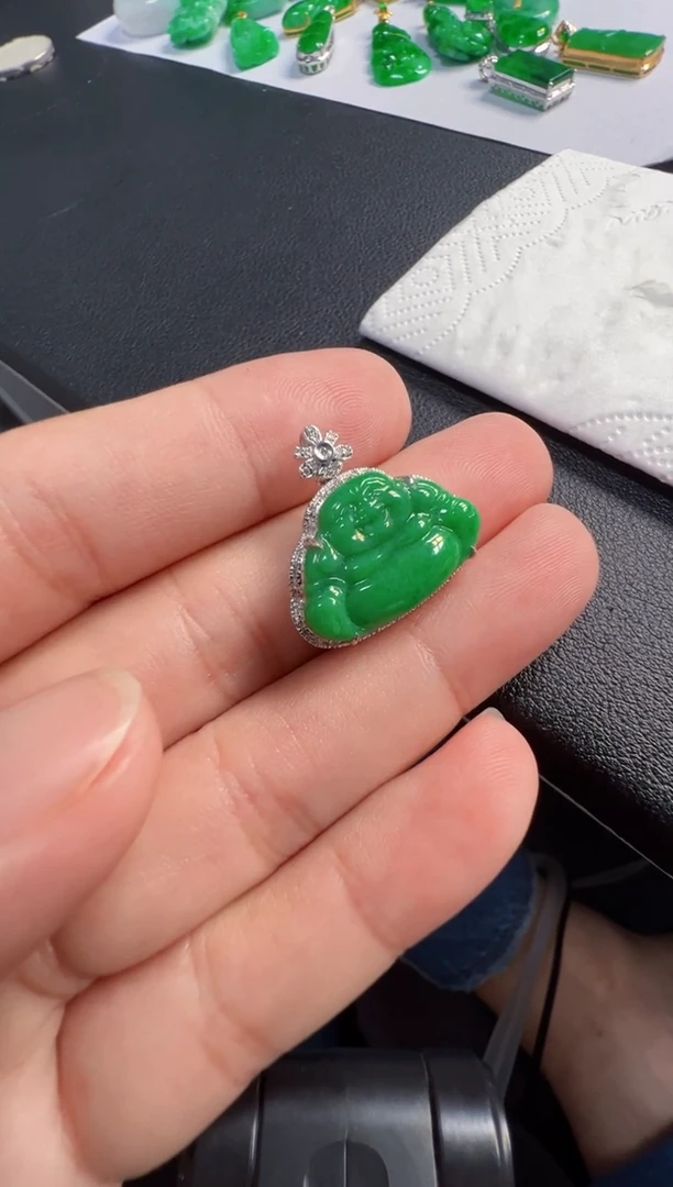 吊坠(不含链)18K金镶嵌翡翠3980