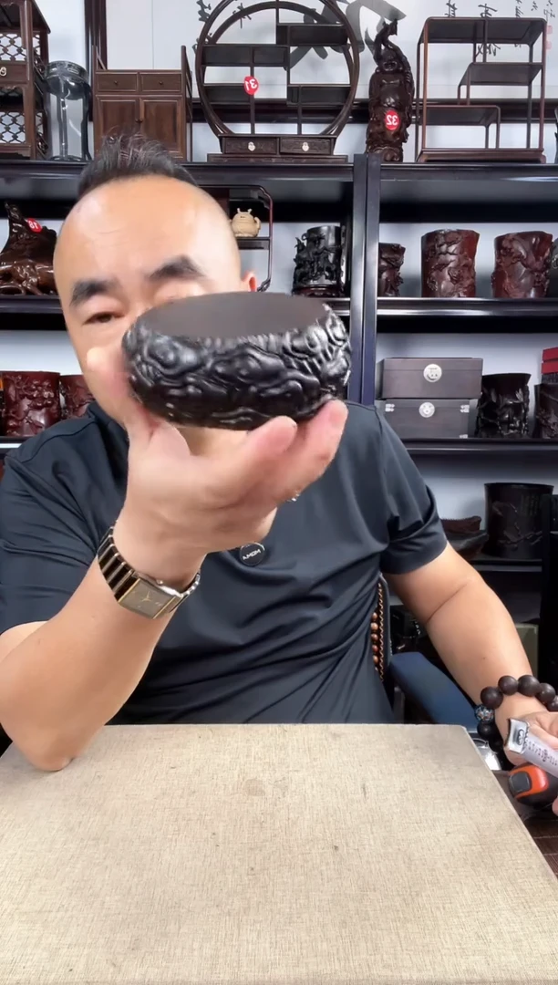 木小云纹圆老李红木工艺品