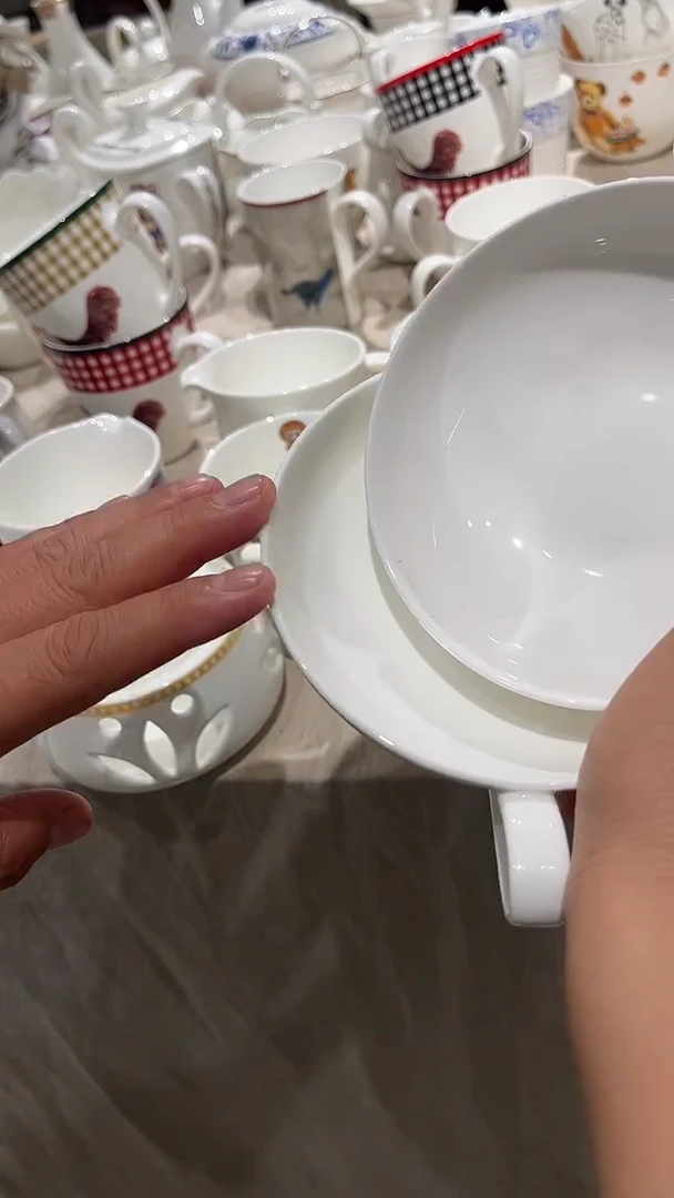 瓷2个大杯子扁白瓷