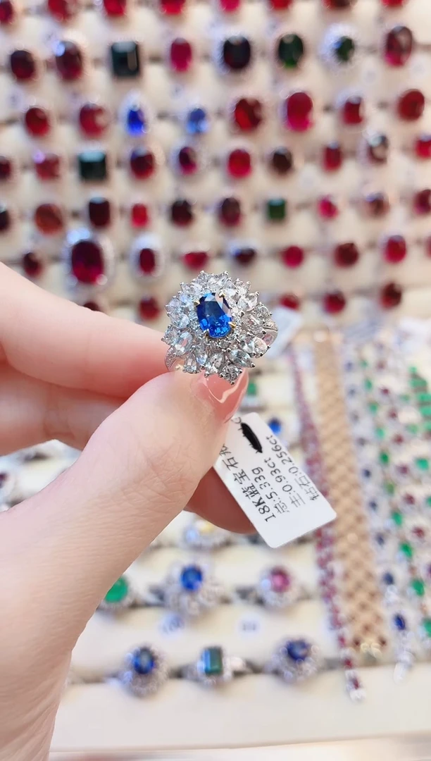 戒指蓝宝石18K金镶嵌禧*1