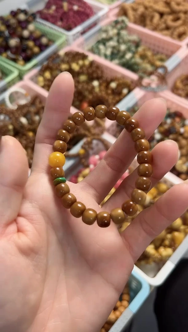 【闪购商品】石英质玉（黄龙玉）手串未镶嵌库克老型搭配黄龙玉8mm