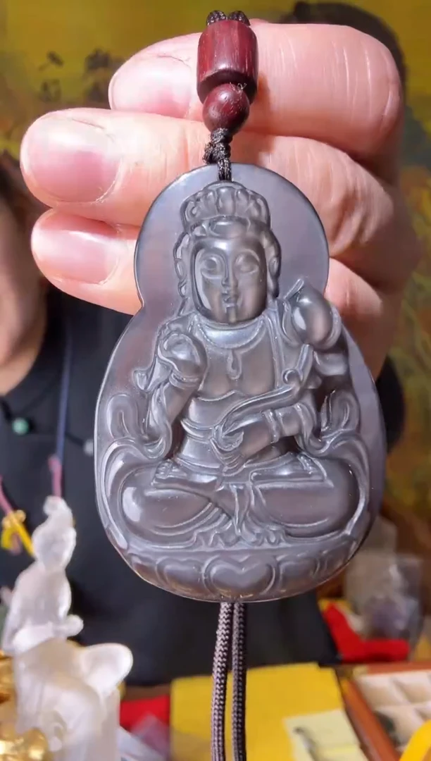 合金黑曜岩颈饰黑曜石吊坠2