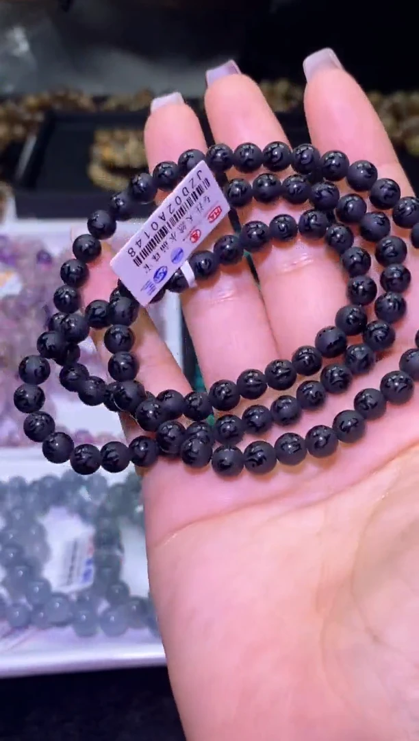 未镶嵌黑曜岩手链黑耀石多圈-多样性发其一