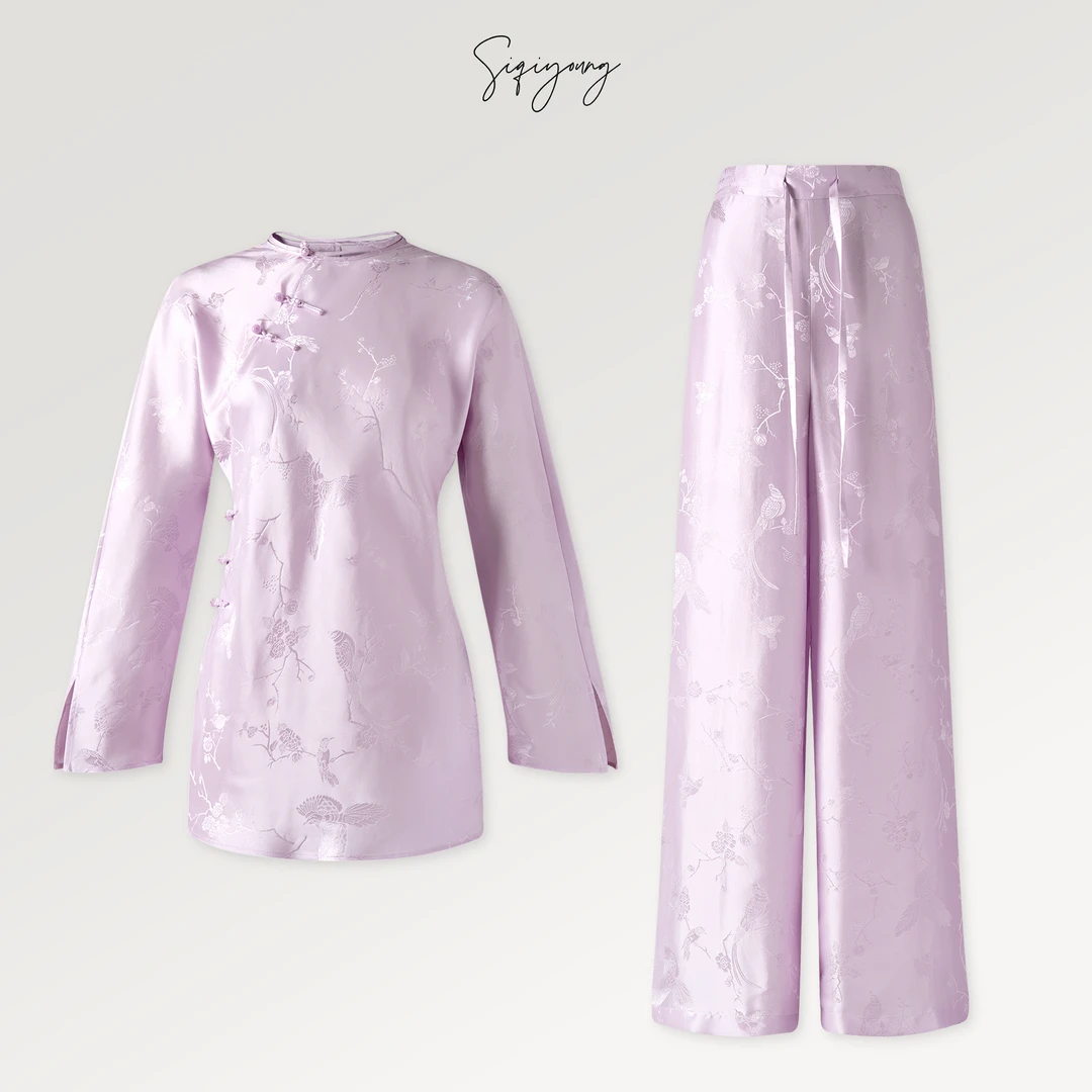 SIQIYOUNG【Maggie精选】喜上眉梢-19MM桑蚕丝喜鹊提花套装