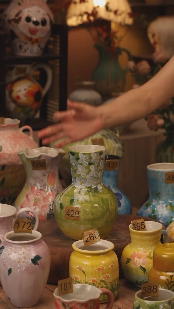 陶瓷420景德镇设计师手作花器摆件侘寂风