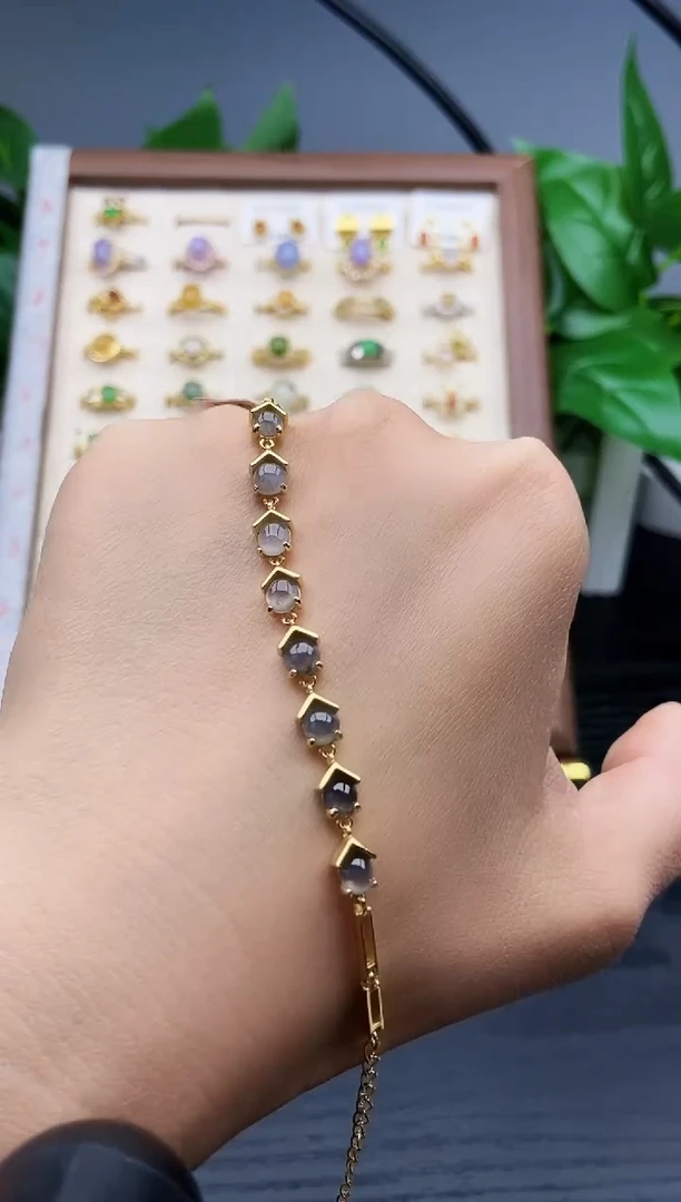 银S925镶嵌手链翡翠12