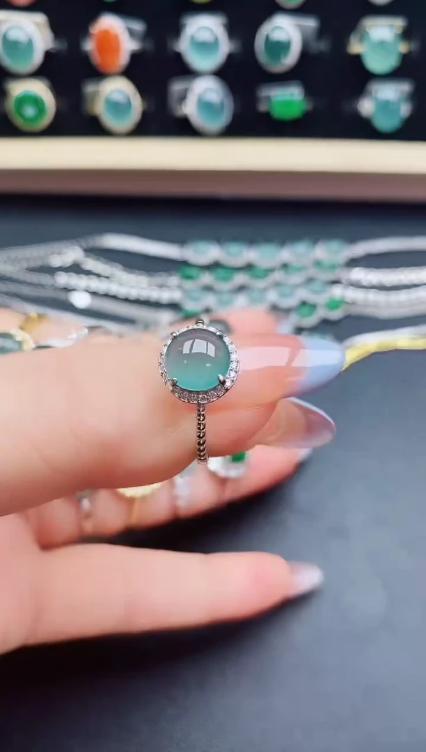 翡翠戒指银S925镶嵌312321