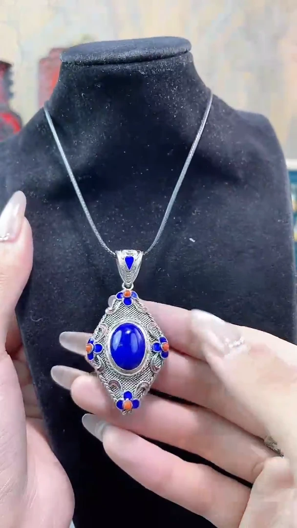 非遗手工花丝镶嵌吊坠