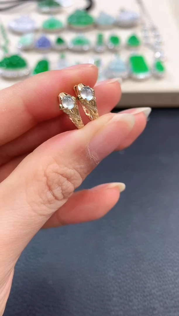 【闪购商品】翡翠耳饰18K金镶嵌b27多样性一件发货