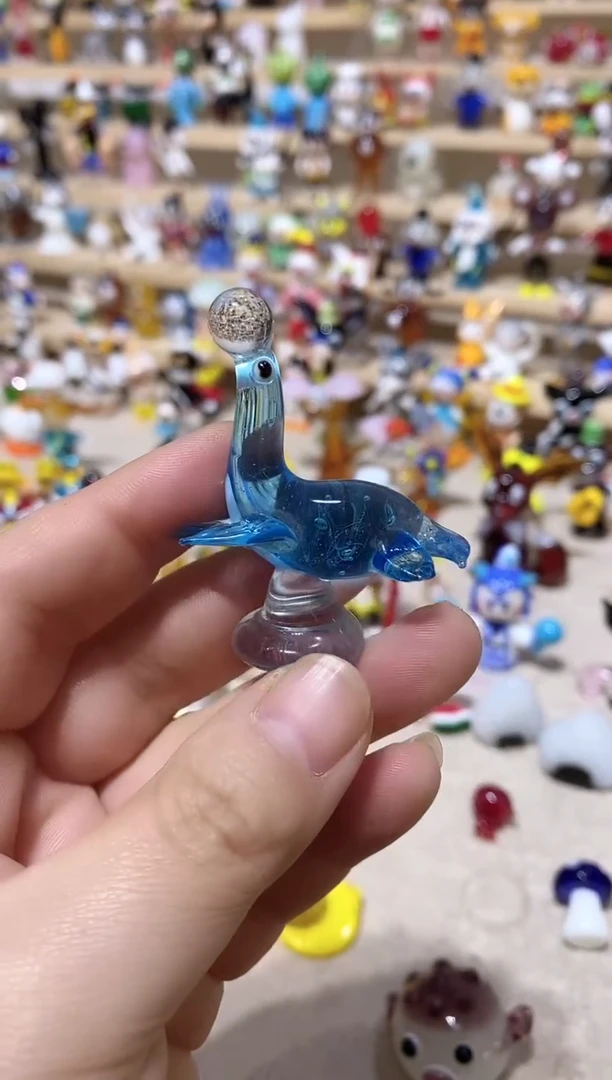 琉璃手工艺品海豹顶球