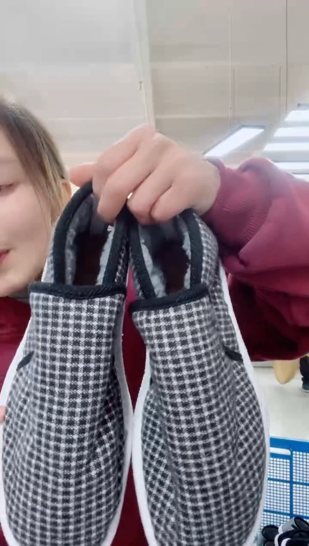 灰格子机纳底棉鞋44码186号