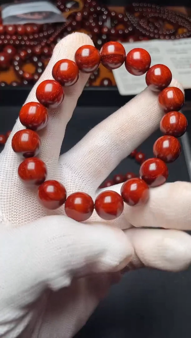 手串/手链小叶紫檀1.2超顶泥鸡血红鳞底黑皮钢印料