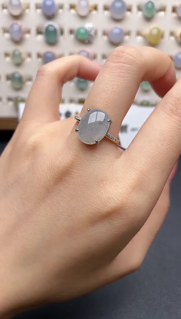 【闪购商品】翡翠戒指银S925镶嵌一物一证一礼盒