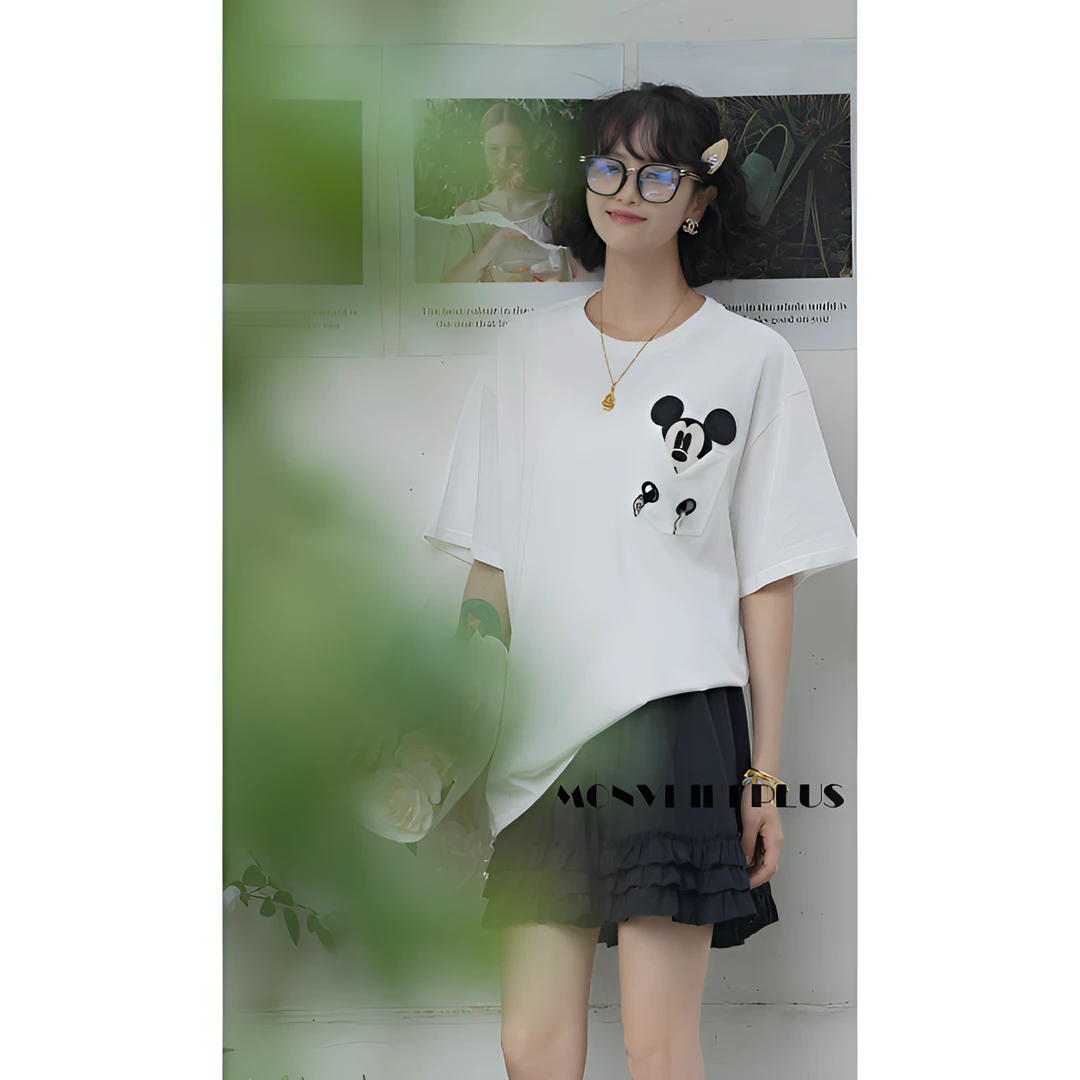 MoNvKiKiPlus5【小机灵】100%棉大版刺绣短袖T恤显瘦减龄#H001
