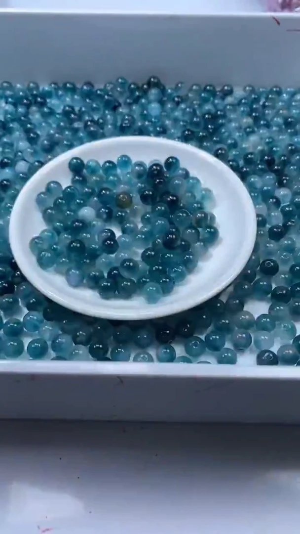 颈饰未镶嵌石英岩玉W835-老蓝水飘花8mm*20颗