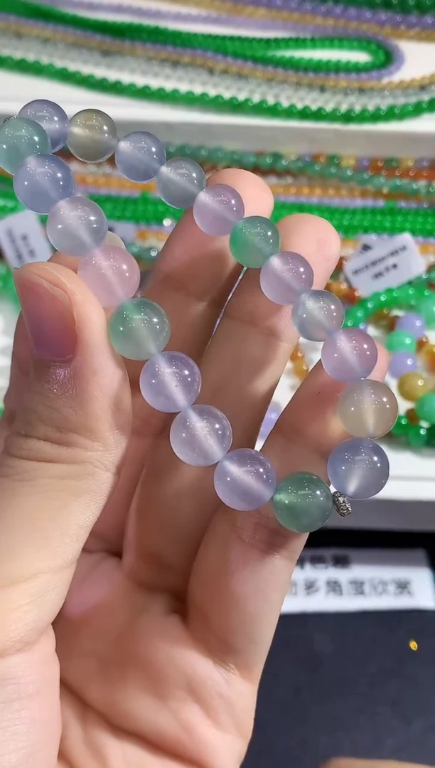 未镶嵌手串翡翠悟****姐C275紫货有色差