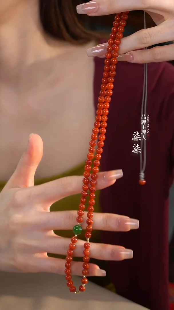 项链未镶嵌南红玛瑙南红火焰纹锁骨链