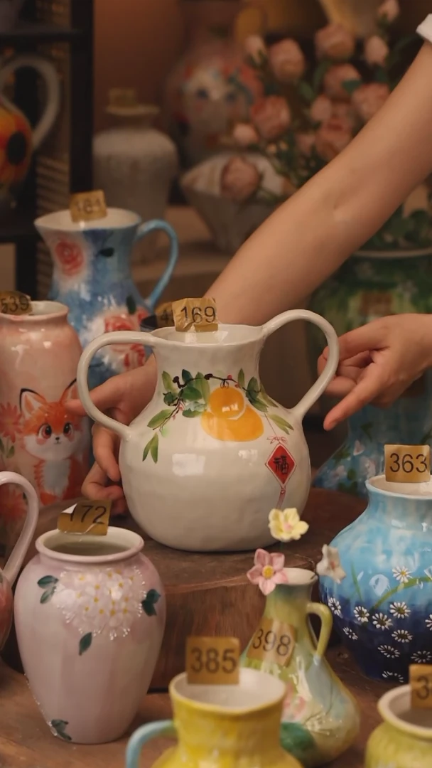 陶瓷169景德镇设计师手作花器摆件侘寂风