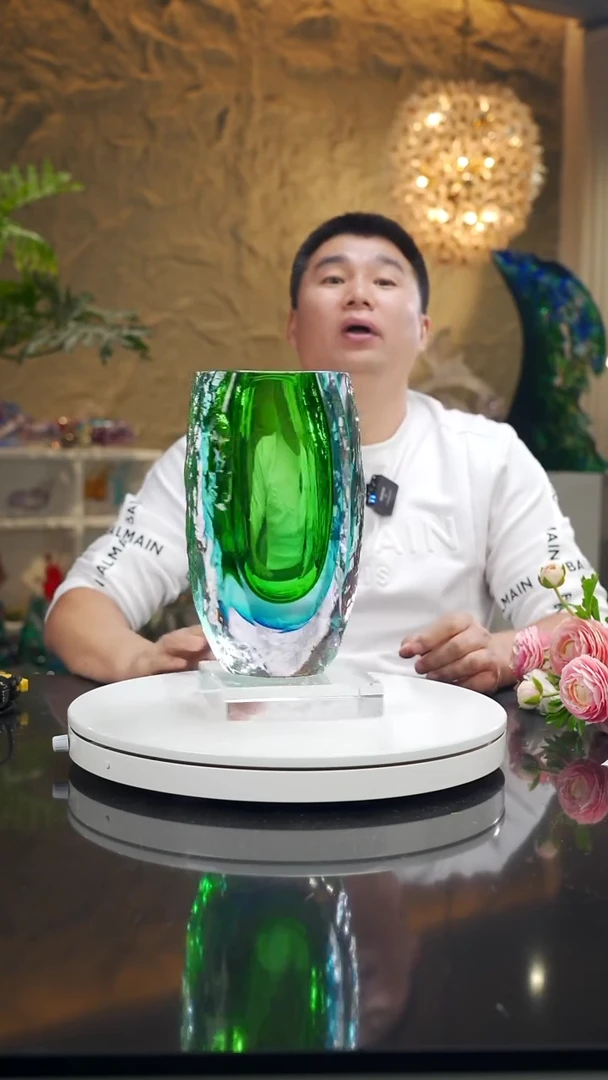摆件福利蓝绿花瓶大号