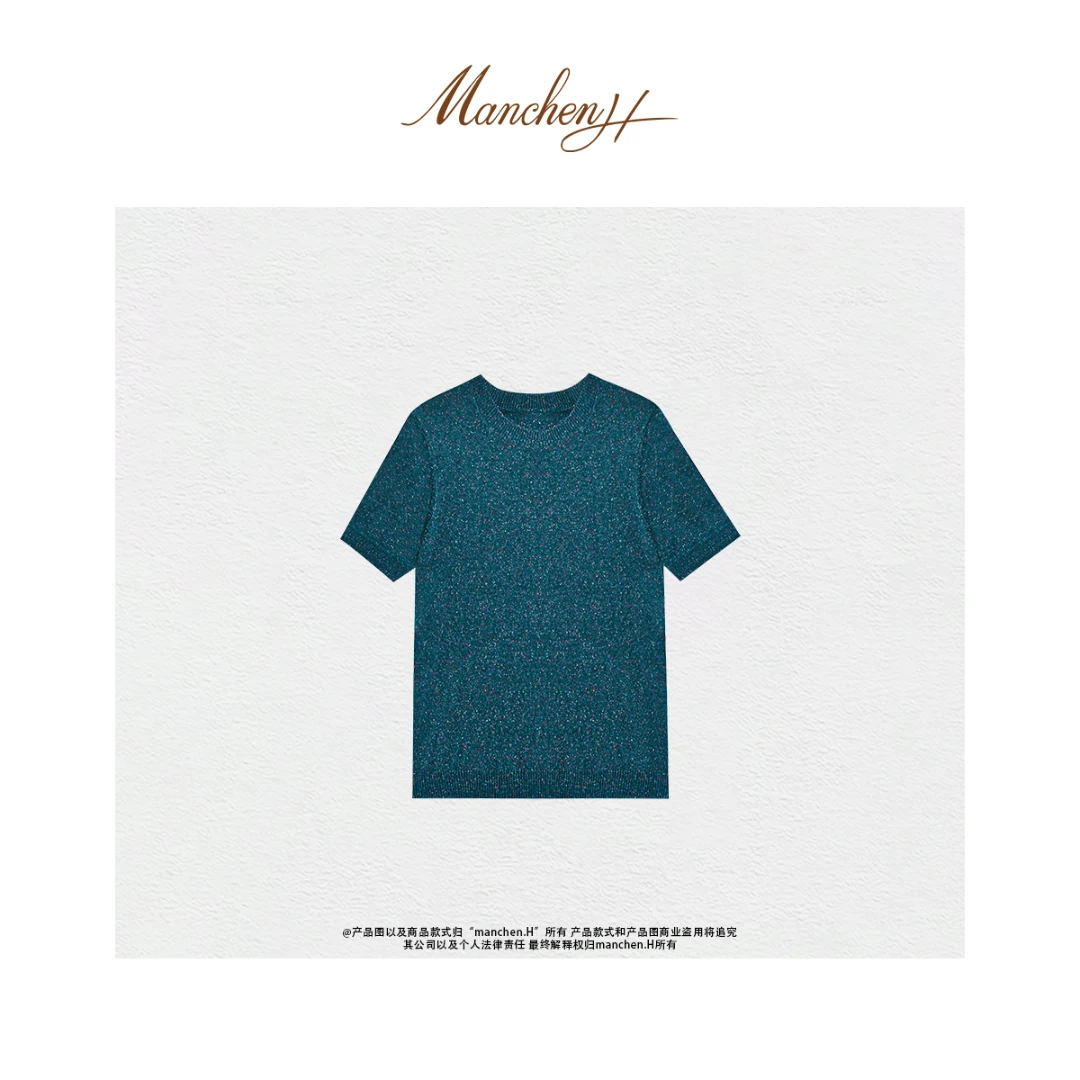 曼辰manchenh"月夜流萤"意大利进口菲尔普斯纱线彩色点子纱上衣