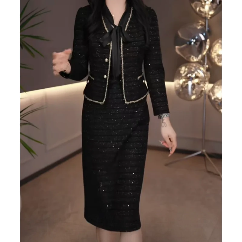 外套+连衣裙2025新款时尚优雅显瘦气质轻奢两件套连衣裙5735#