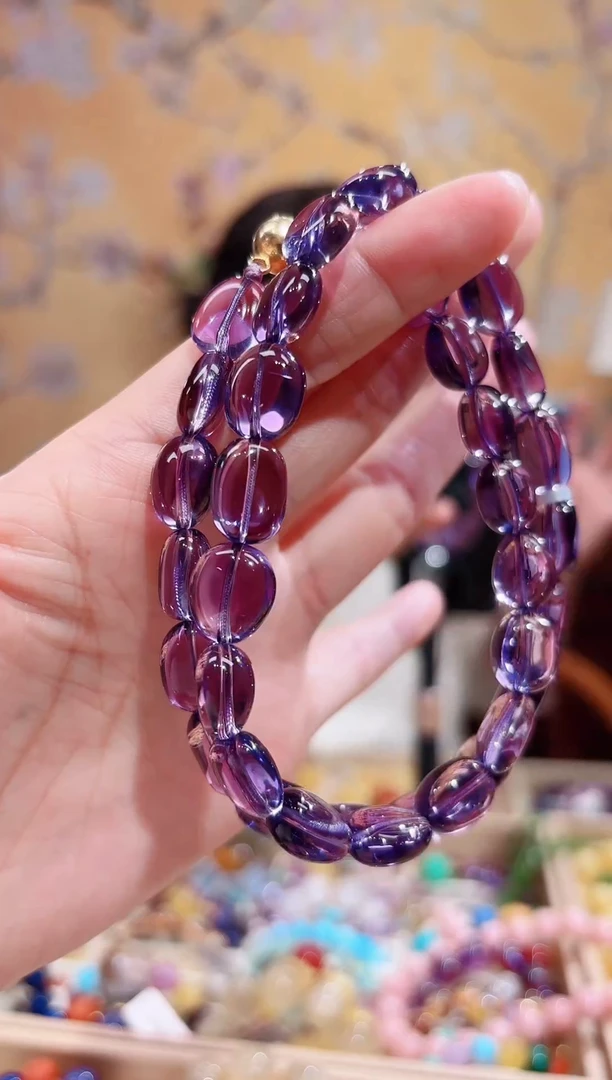 颈饰未镶嵌紫晶天然紫晶，浓紫晶项链