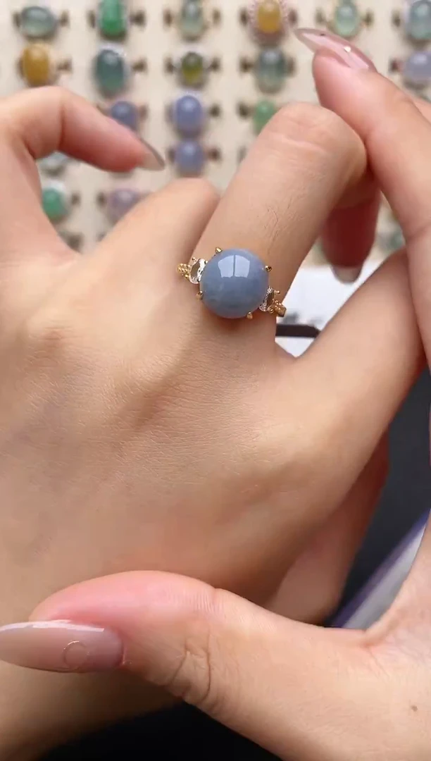 【闪购商品】翡翠戒指银S925镶嵌一物一证一礼盒