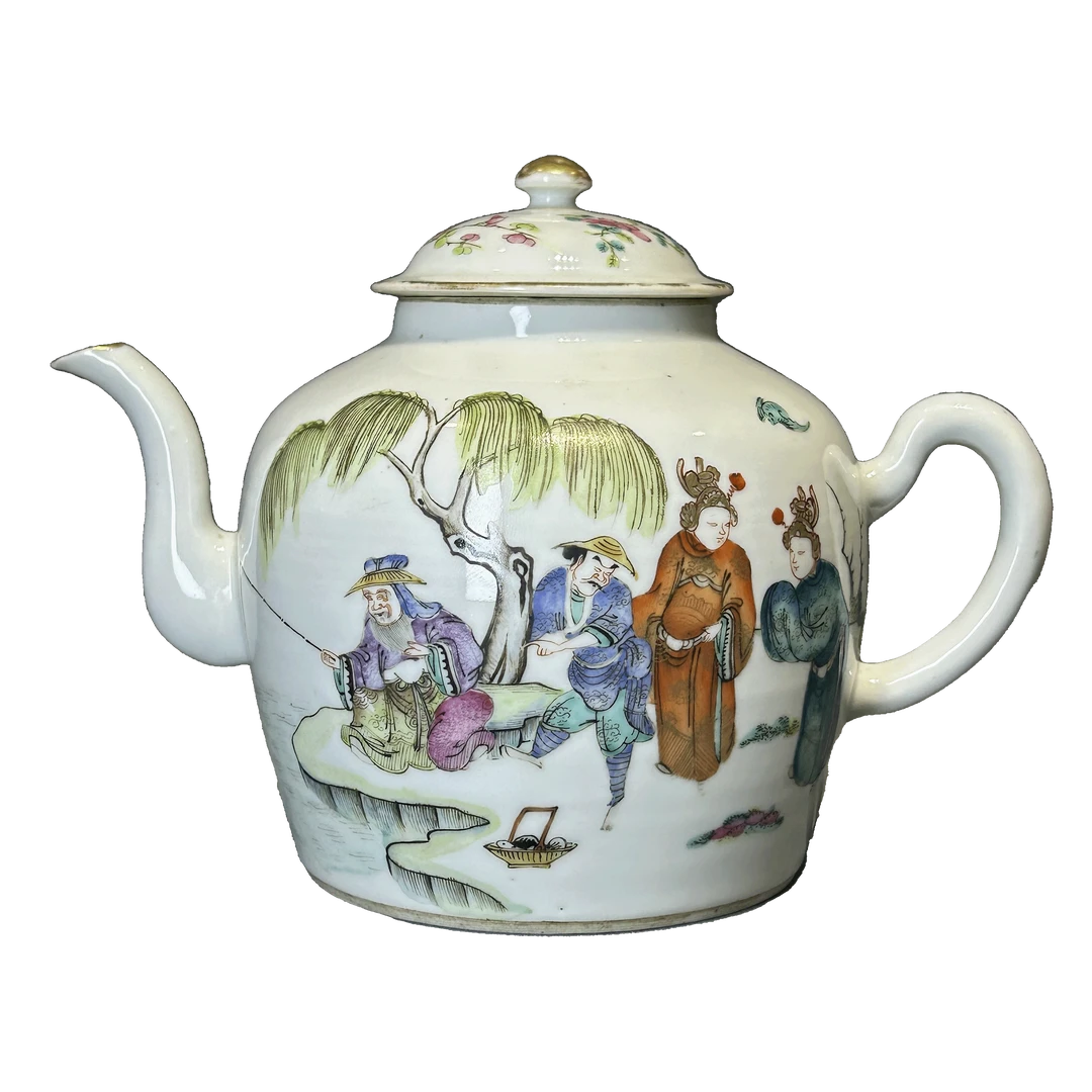 25152121x粉彩文王访贤人物故事纹执壶