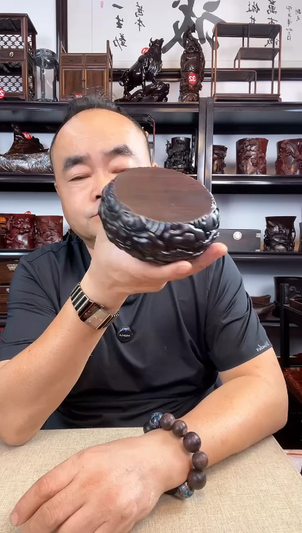 木小云纹圆老李红木工艺品
