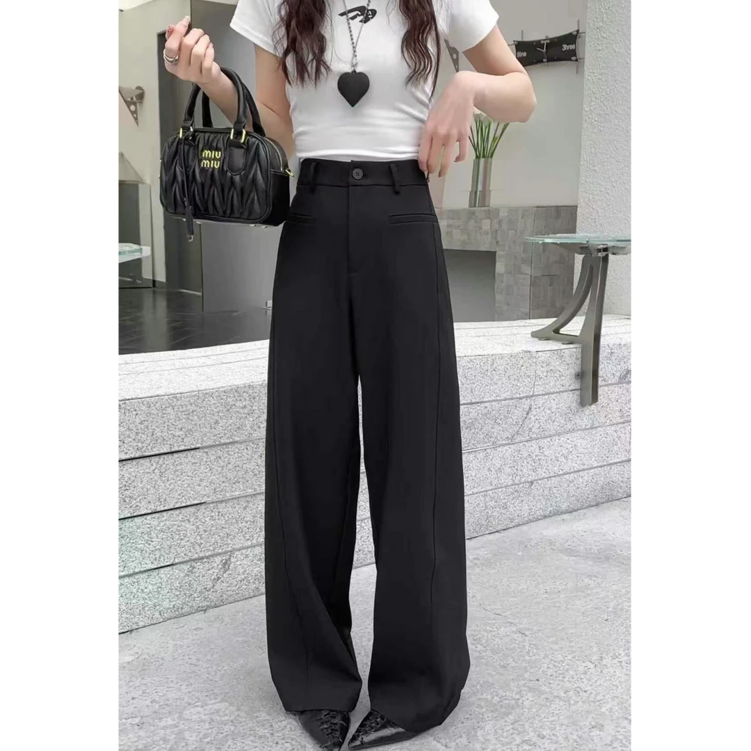 黑色直筒裤薄款时尚百搭