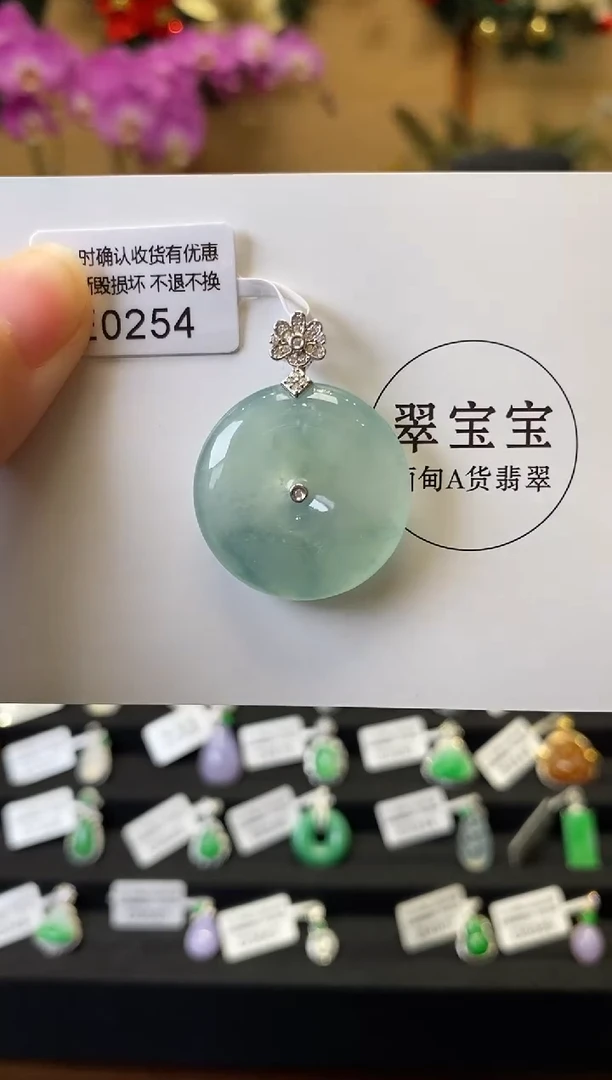 颈饰18K金镶嵌翡翠E0254 平安扣 含运营费