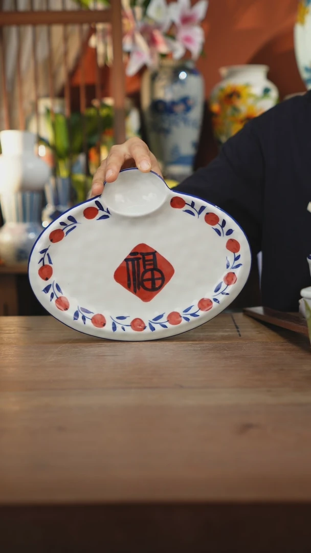 瓷片【简家甄选】景德镇设计师釉下手绘陶瓷餐具