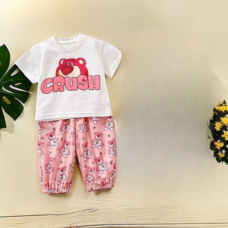 女宝短袖套装夏装纯棉T恤两件套潮流网红套装卡通