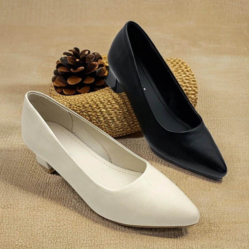 陇上红牛96301女士真皮时尚潮流百搭舒适中老年中跟工作职业女鞋