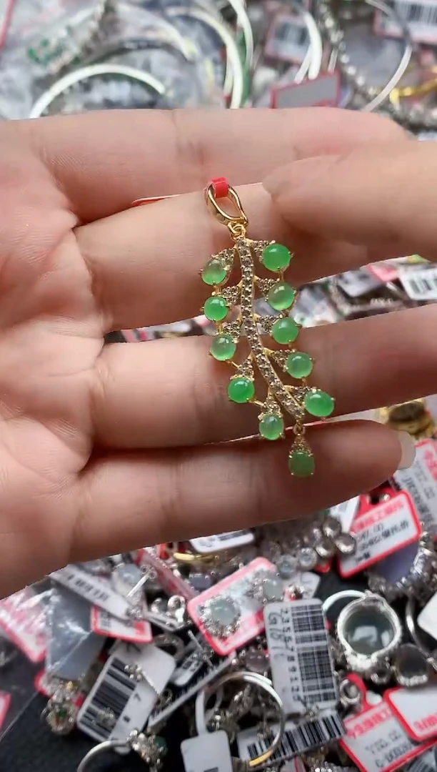 银S925镶嵌戒指翡翠天然A货缅甸翡翠