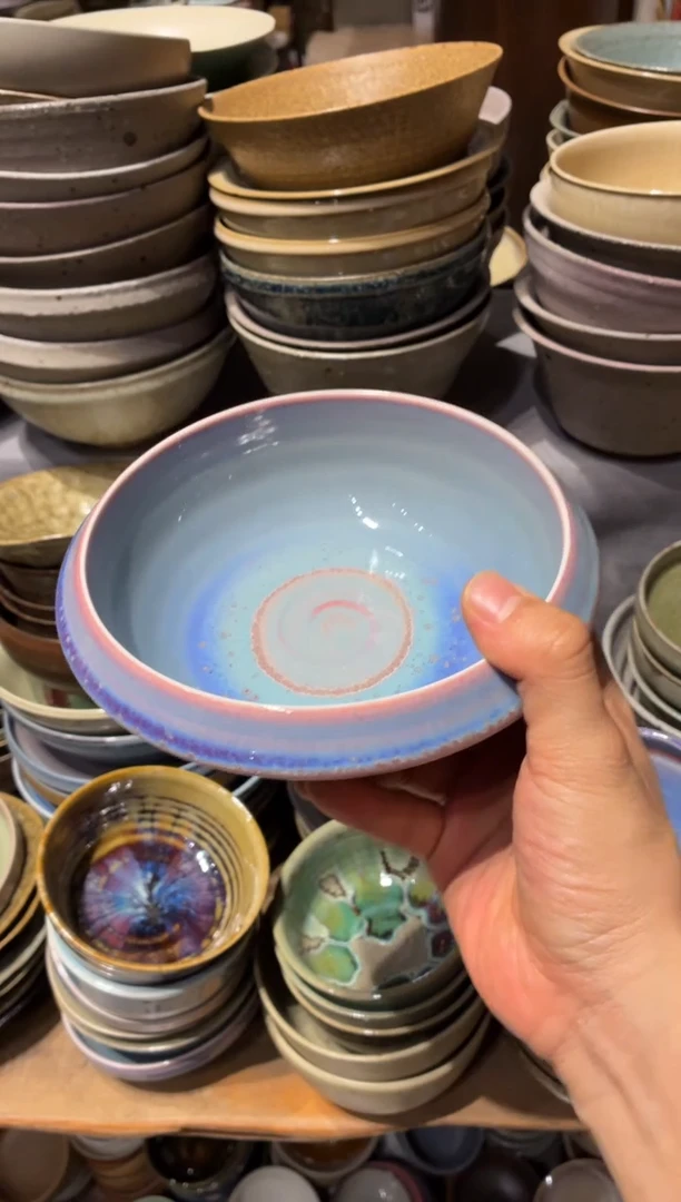 瓷片翛*宁984蓝紫色手工钵碗1个