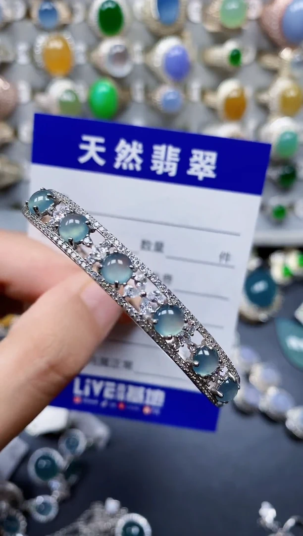 银S925镶嵌手镯翡翠216
